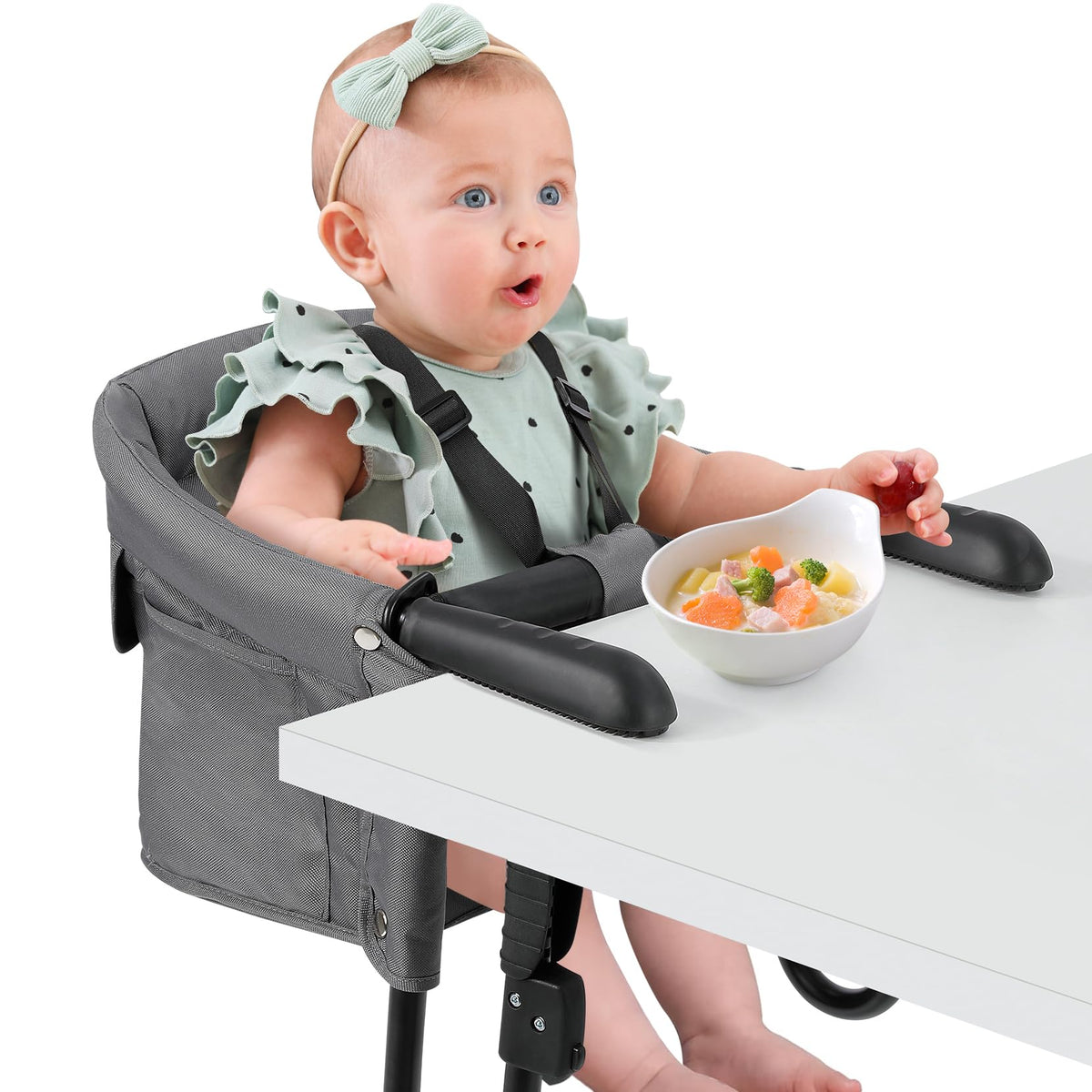 Ezebaby hook-on high chair clip secures to tables for safe mealtime