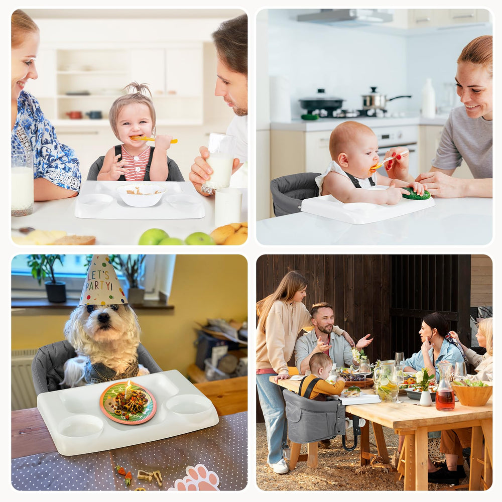 Ezebaby machine-washable seat cushion simplifies cleanup after meals.