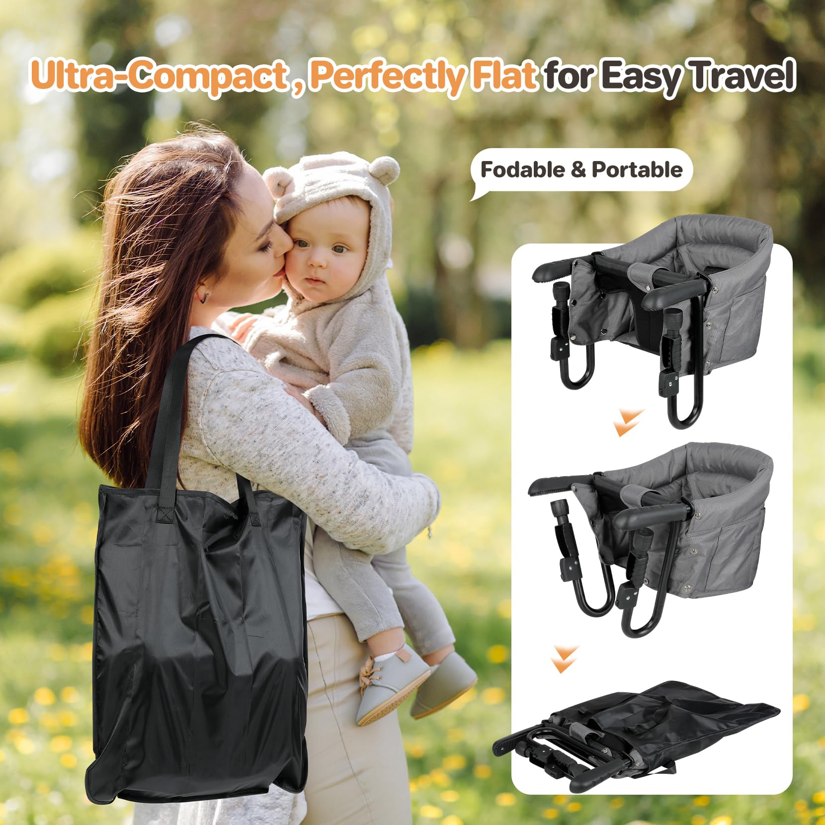 Ezebaby non-slip table arms grip surfaces while protecting tables.