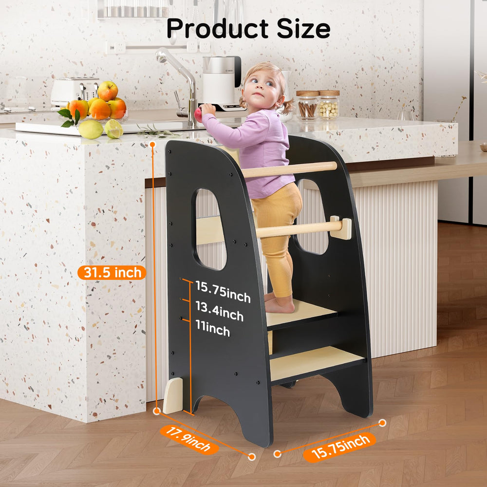 Ezebaby Toddler Stool Non-Slip Pads keep feet steady on slick kitchen floors.