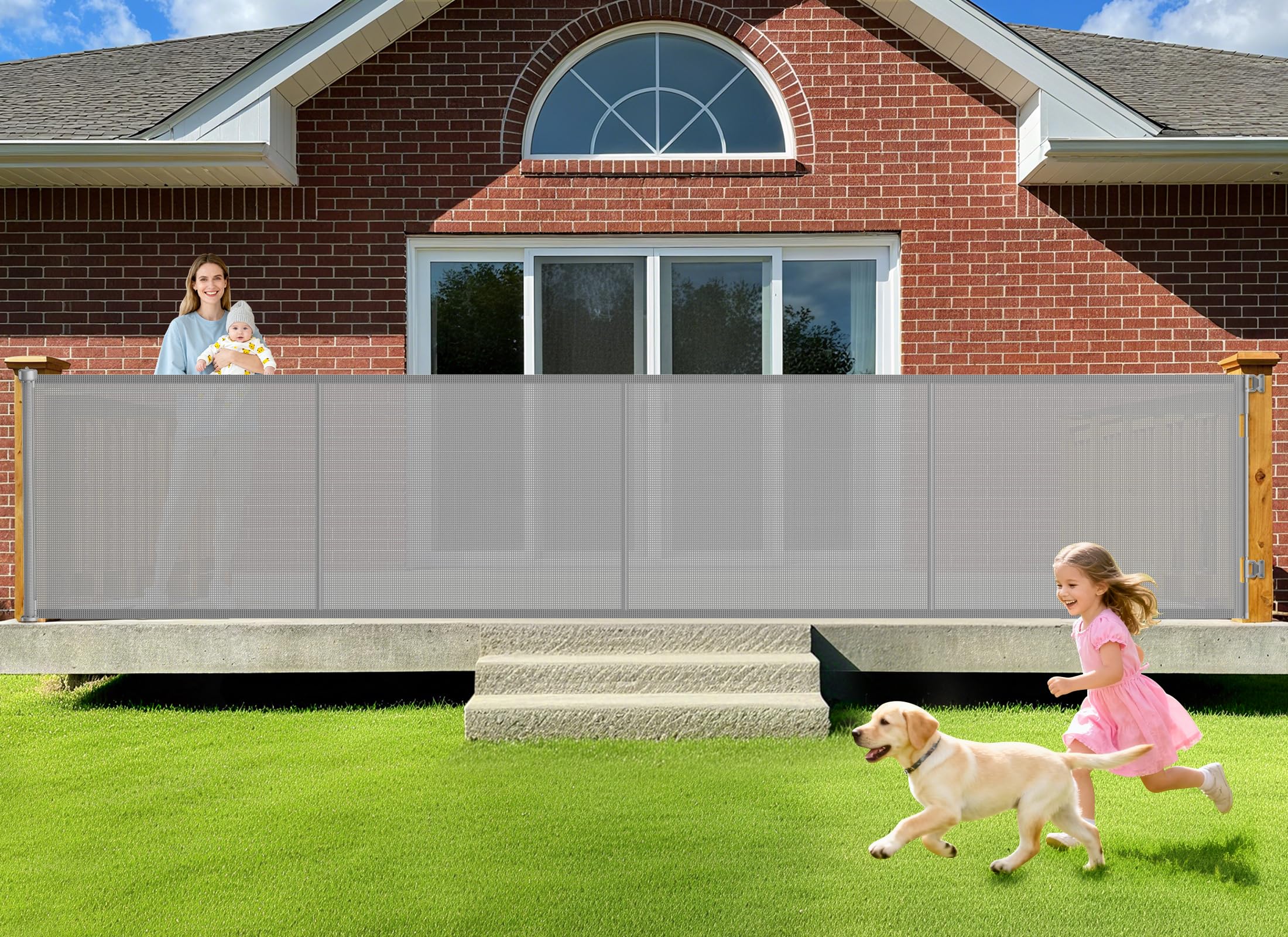 EZIGO 196-inch retractable gate, main view, wide coverage for large openings.