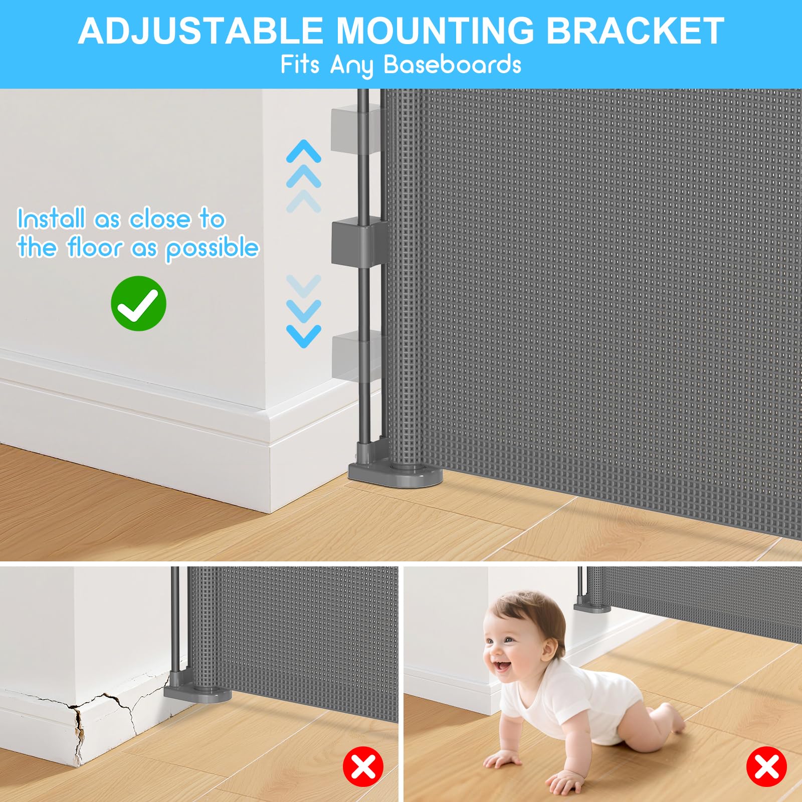 EZIGO adjustable brackets demonstrate easy installation without wall damage.