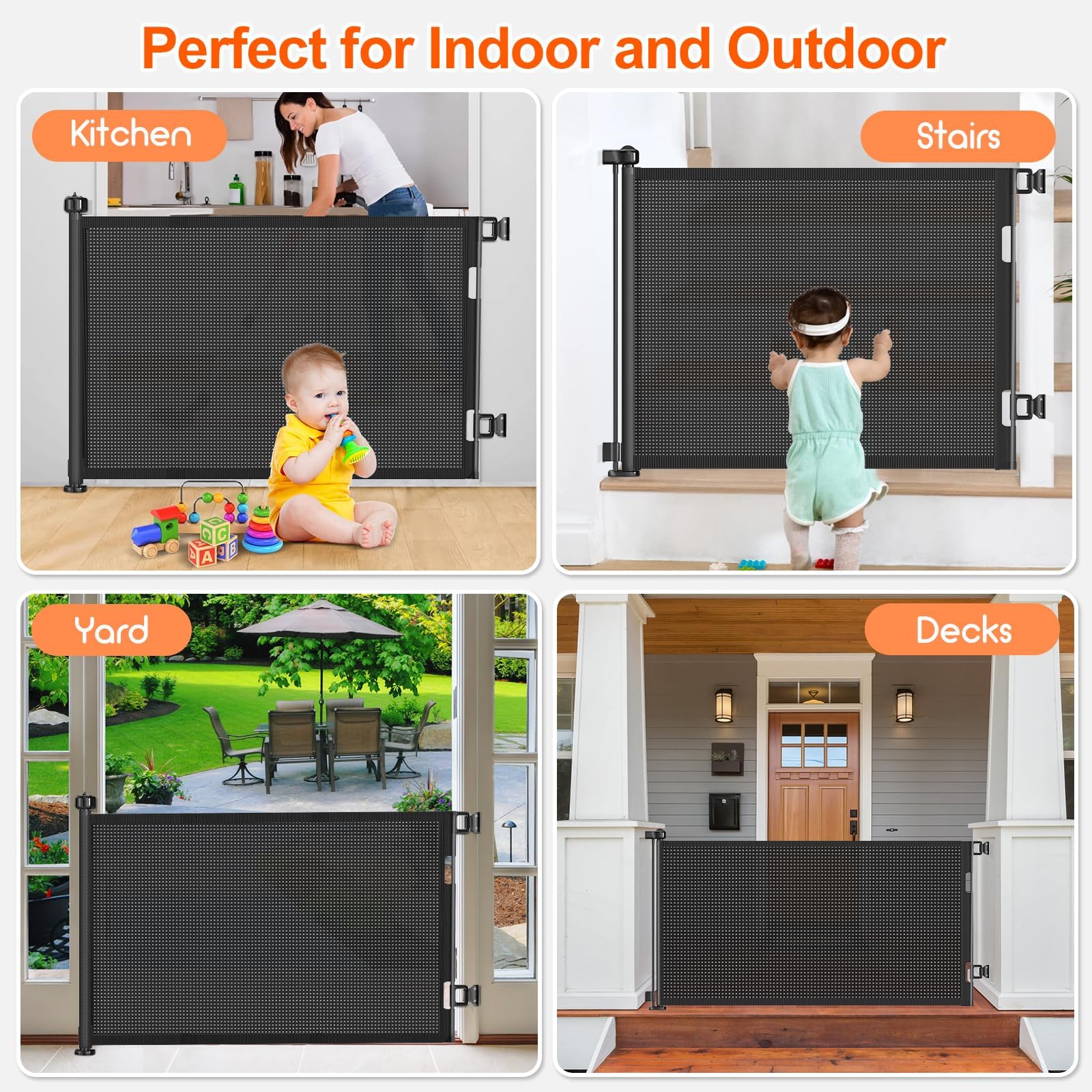 EZIGO extra-wide gate set on a deck for pets and kids