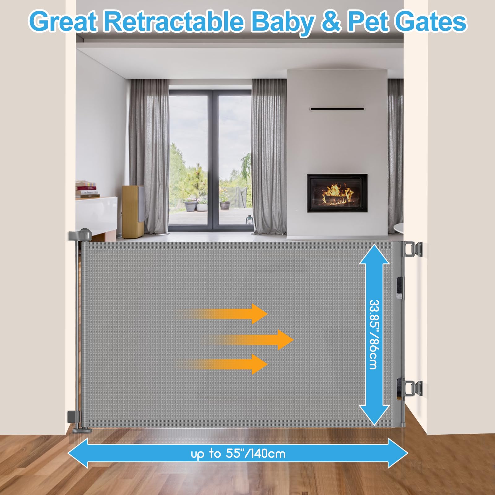 EZIGO extra wide gate over stairs provides a roomy barrier