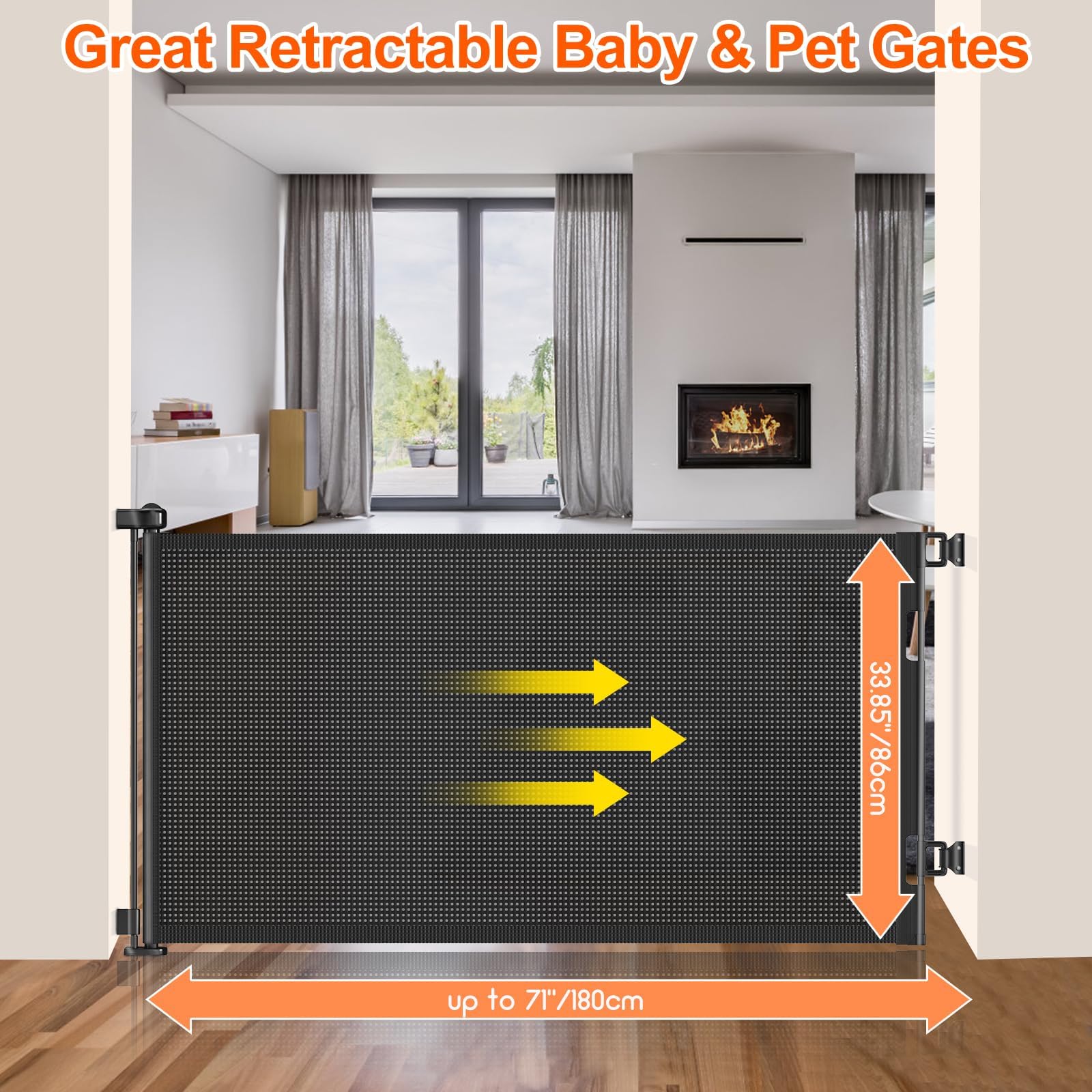 EZIGO mesh baby gate used on stairs and hallways