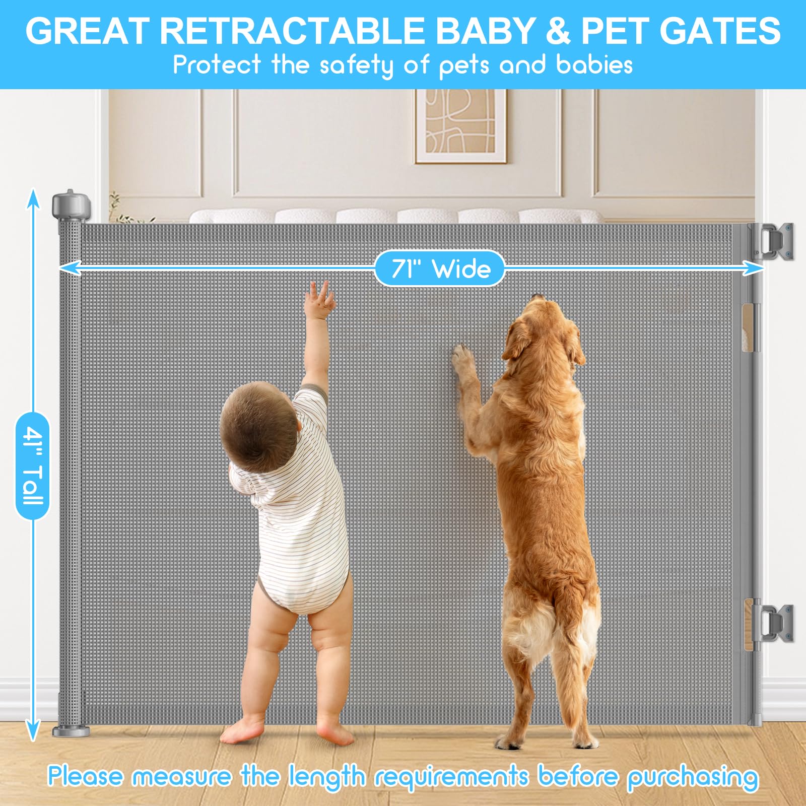 EZIGO retractable gate rolled up compactly to save space when not in use.