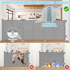 EZIGO retractable gate with safety locking mechanism, one-handed operation for parents.