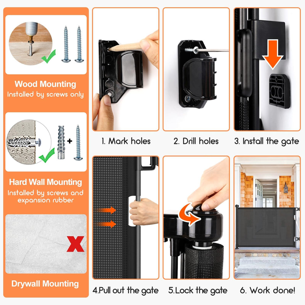 EZIGO gate retracts neatly for easy storage in a corner