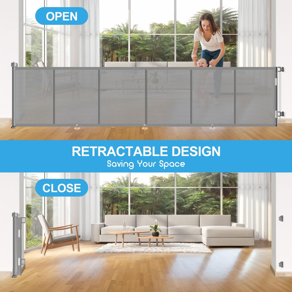 EZIGO wide opening supports safe passage for kids and pets in wide spaces.