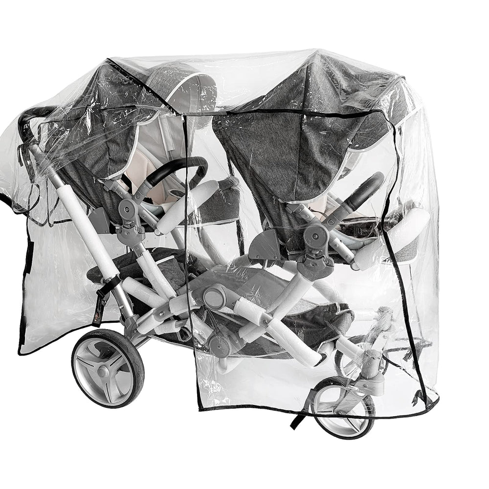 Ezkindheit double stroller rain cover front window maintains visibility and quick access without removal
