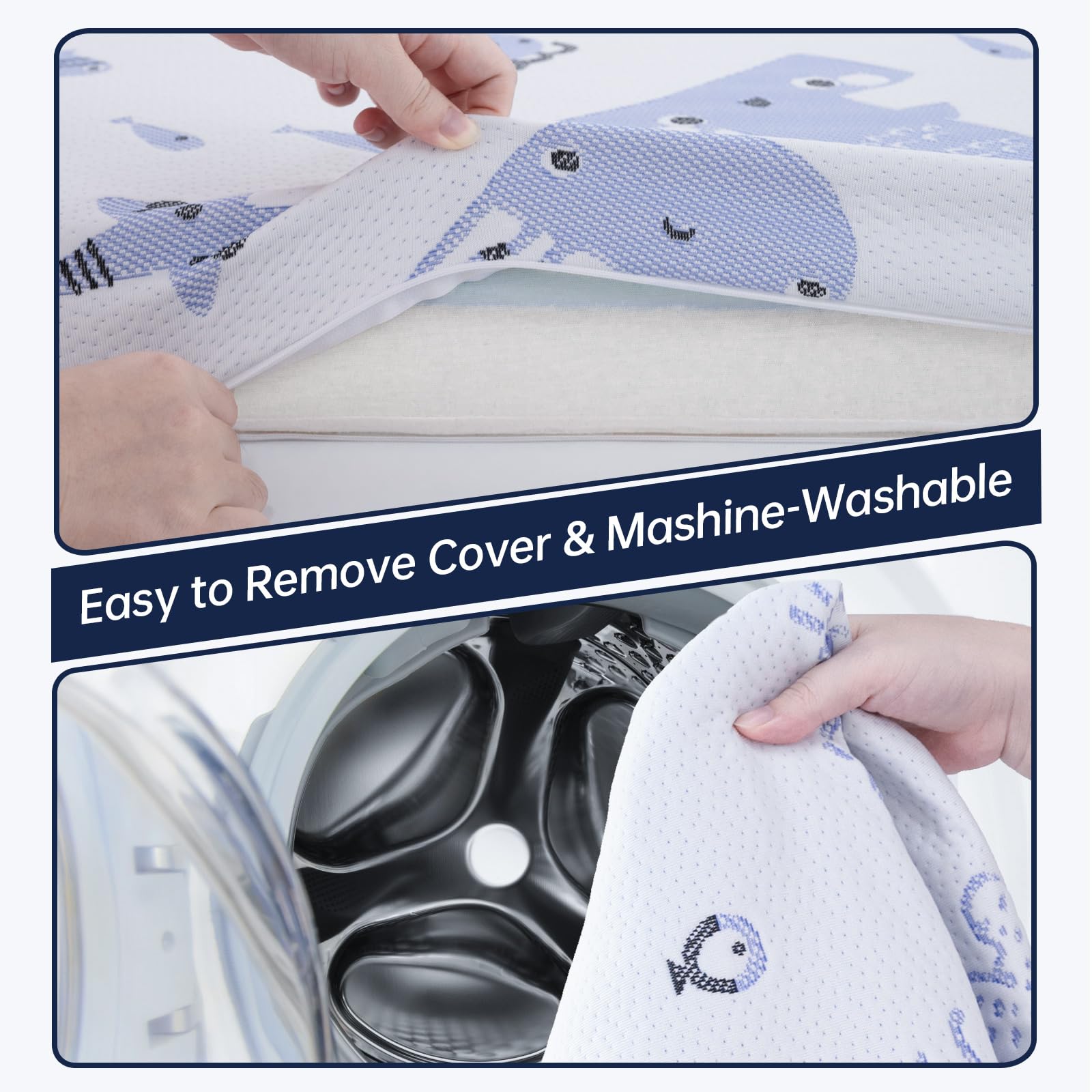 EZKLRWGF soft mesh-knit cover enhances breathability and quiet naps.