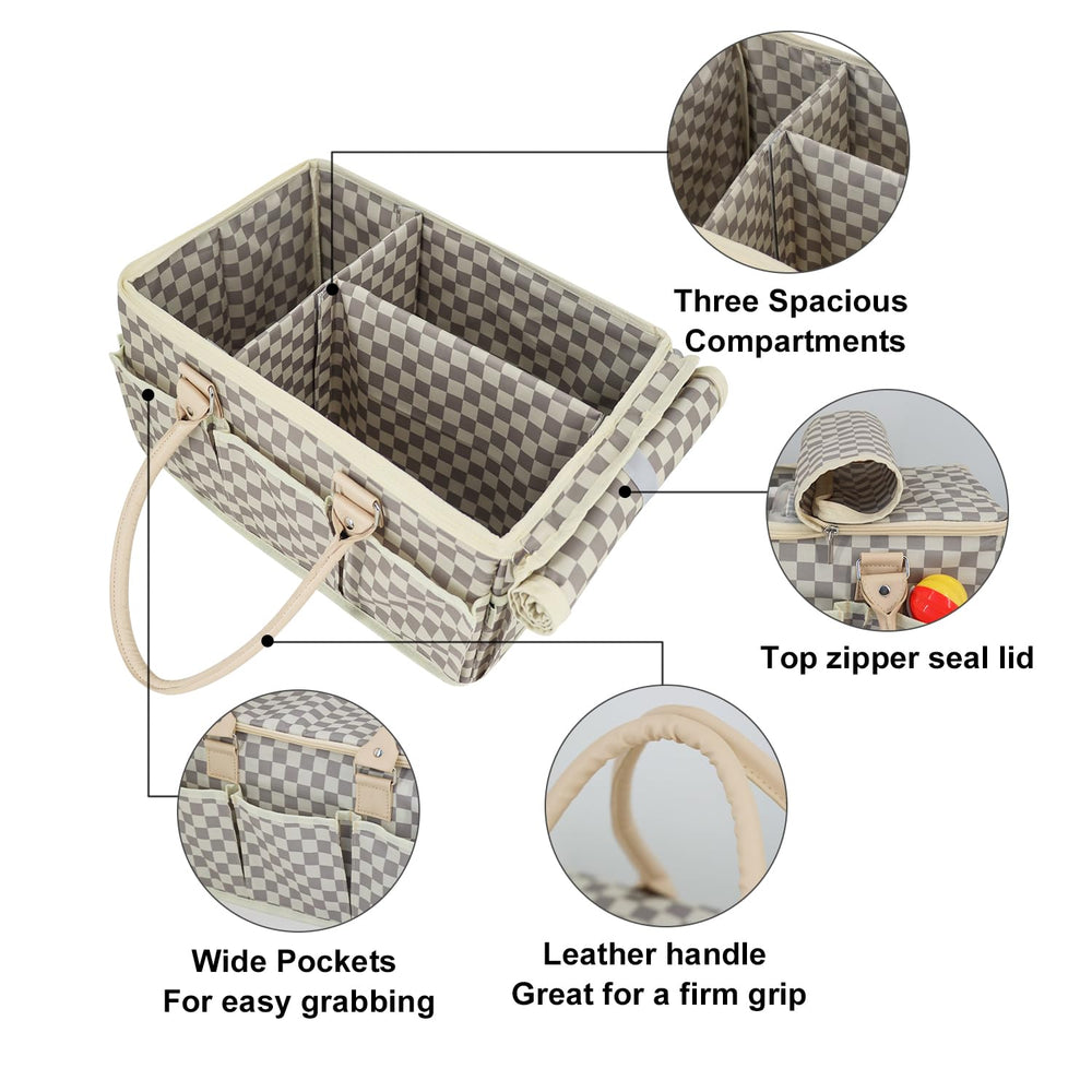 EZLuxeHome diaper caddy removable dividers for customizable organization