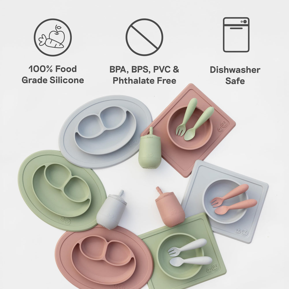 ezpz Happy Bowl coral durable silicone design for everyday meals.