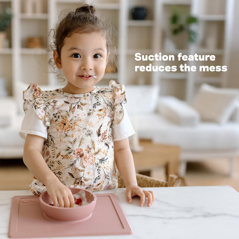 ezpz Happy Bowl stabilizes bowls to reduce tipping during meals.