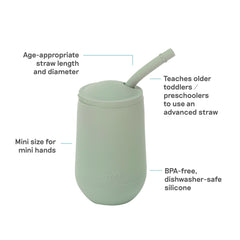 ezpz Happy Cup Sage lid guides lips toward the straw during use.