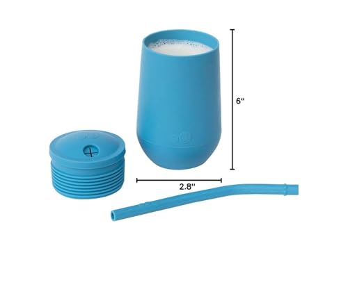 ezpz Happy Cup + Straw System blue, soft silicone material for safe use.