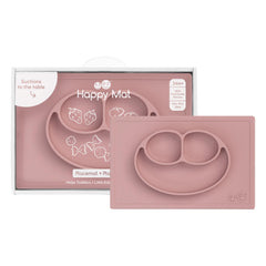 Ezpz Happy Mat blush suction placemat shows a secure base for mess-free meals.