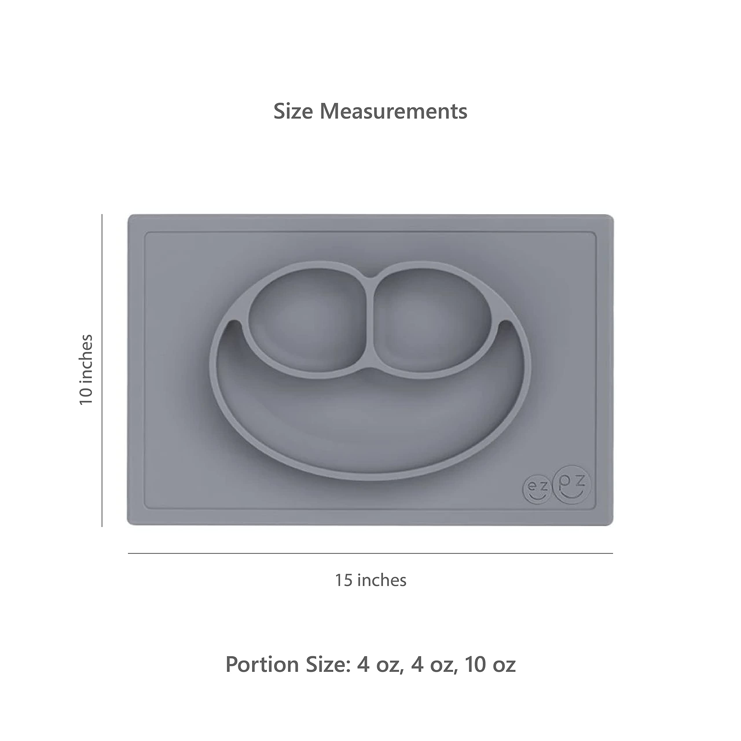 Ezpz Happy Mat suction design creates stability for self-feeding practice at the table.