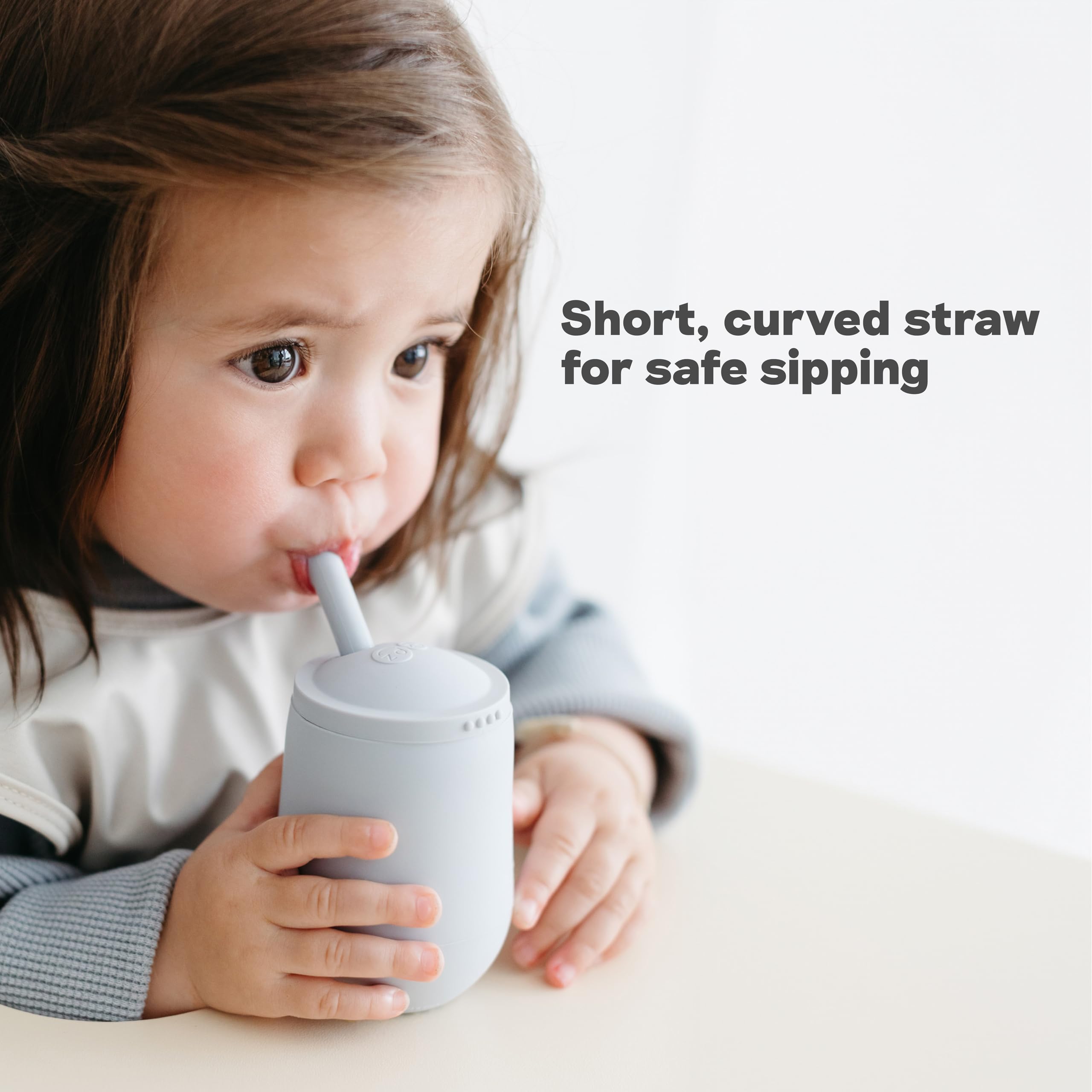 ezpz Mini Cup + Straw pewter dishwasher-safe design is easy to clean.