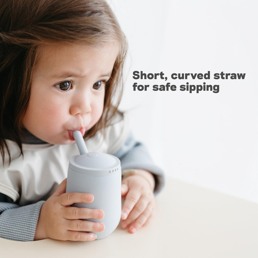 ezpz Mini Cup + Straw pewter dishwasher-safe design is easy to clean.