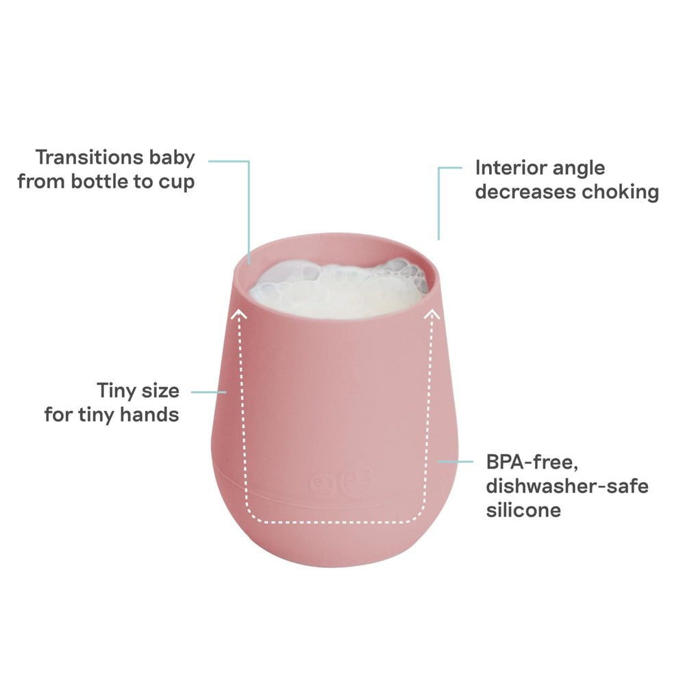 ezpz Tiny Cup Blush flow-angle design promotes even liquid flow