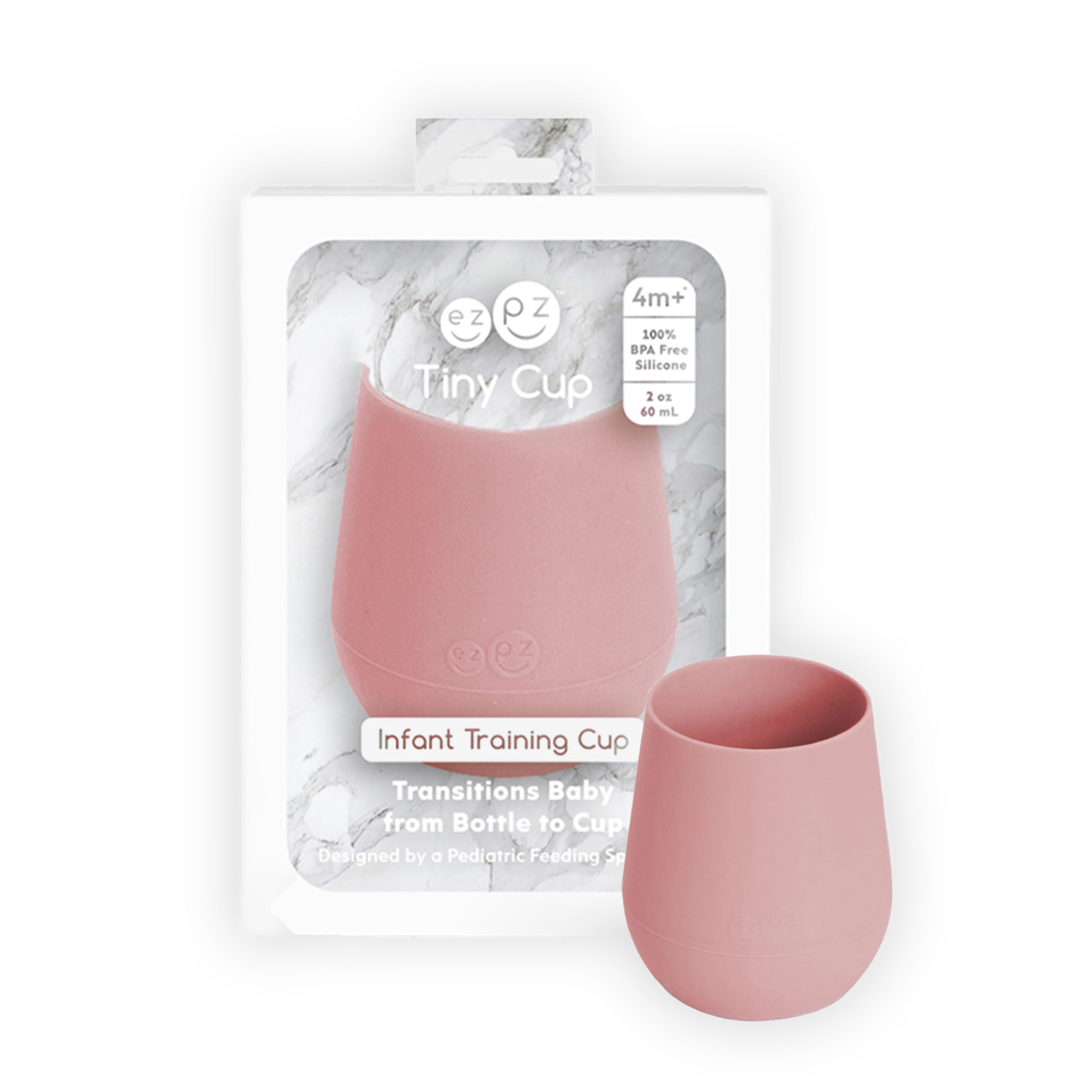 ezpz Tiny Cup Blush mouth-fit supports gentle sipping for tiny mouths