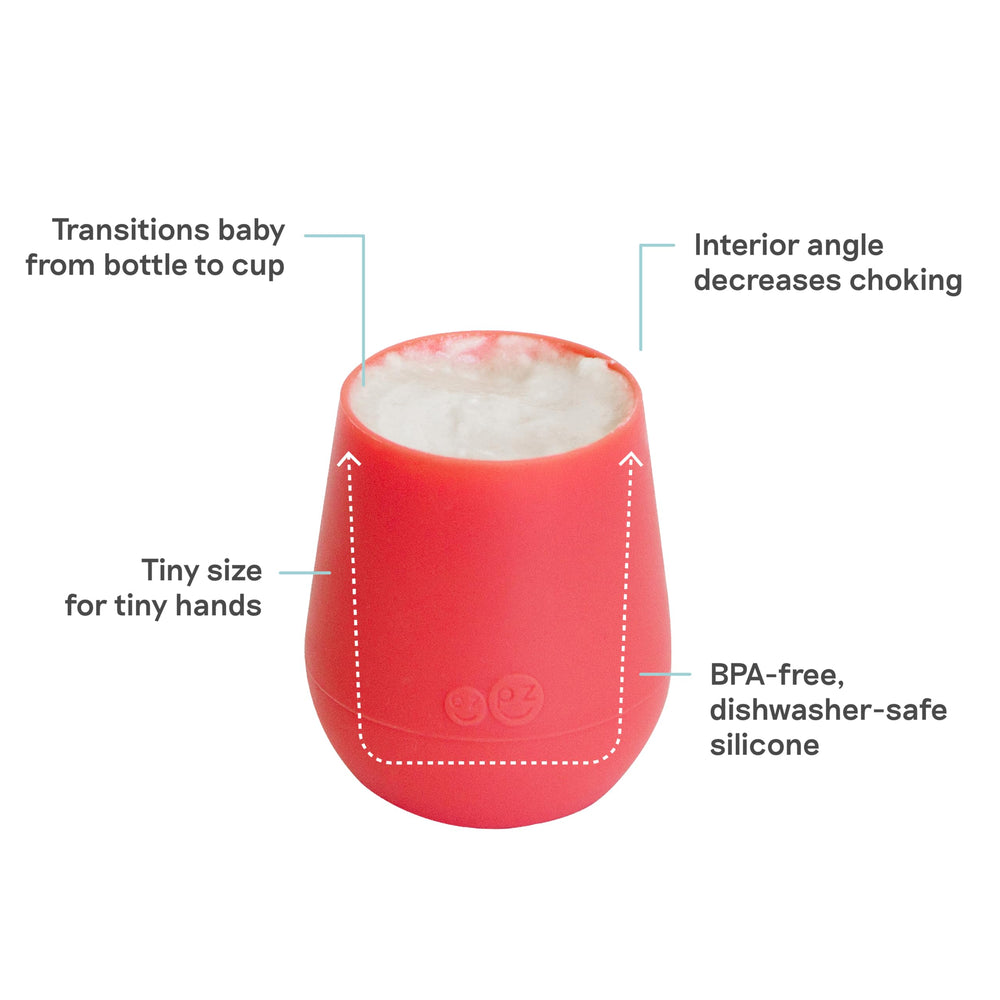 ezpz Tiny Cup Coral interior angle guides gentle, steady flow.