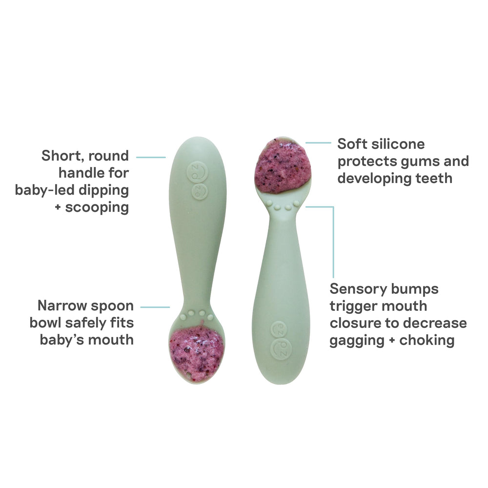 ezpz Tiny Spoon sage dipping-arc helps little mouths explore spoons safely
