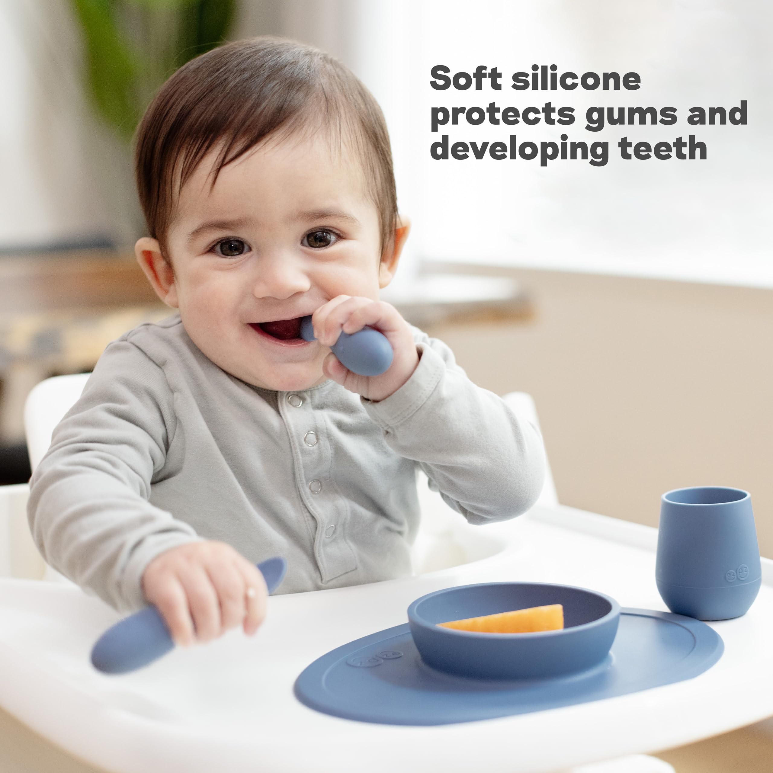 ezpz Tiny Spoon sage sensory-bumps promote awareness and reduce gag reflex during feeding