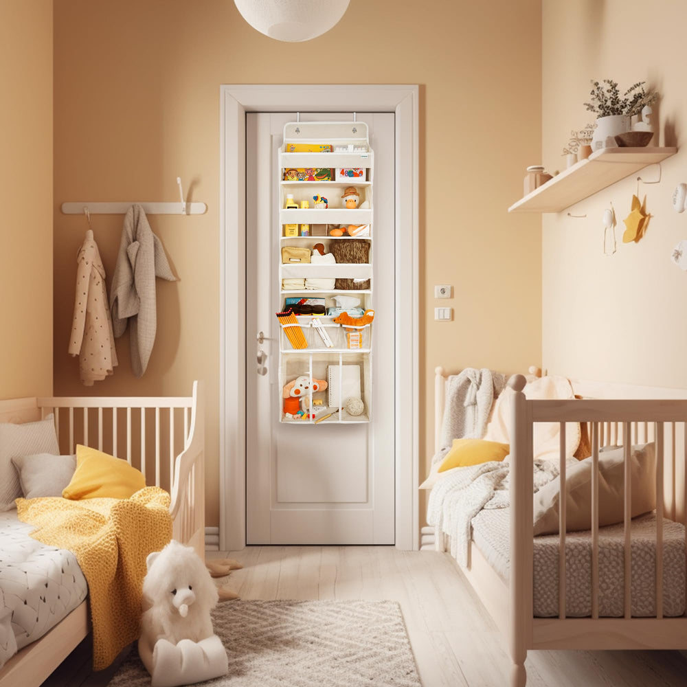 EZVERY diaper caddy partitions keep bath items organized.