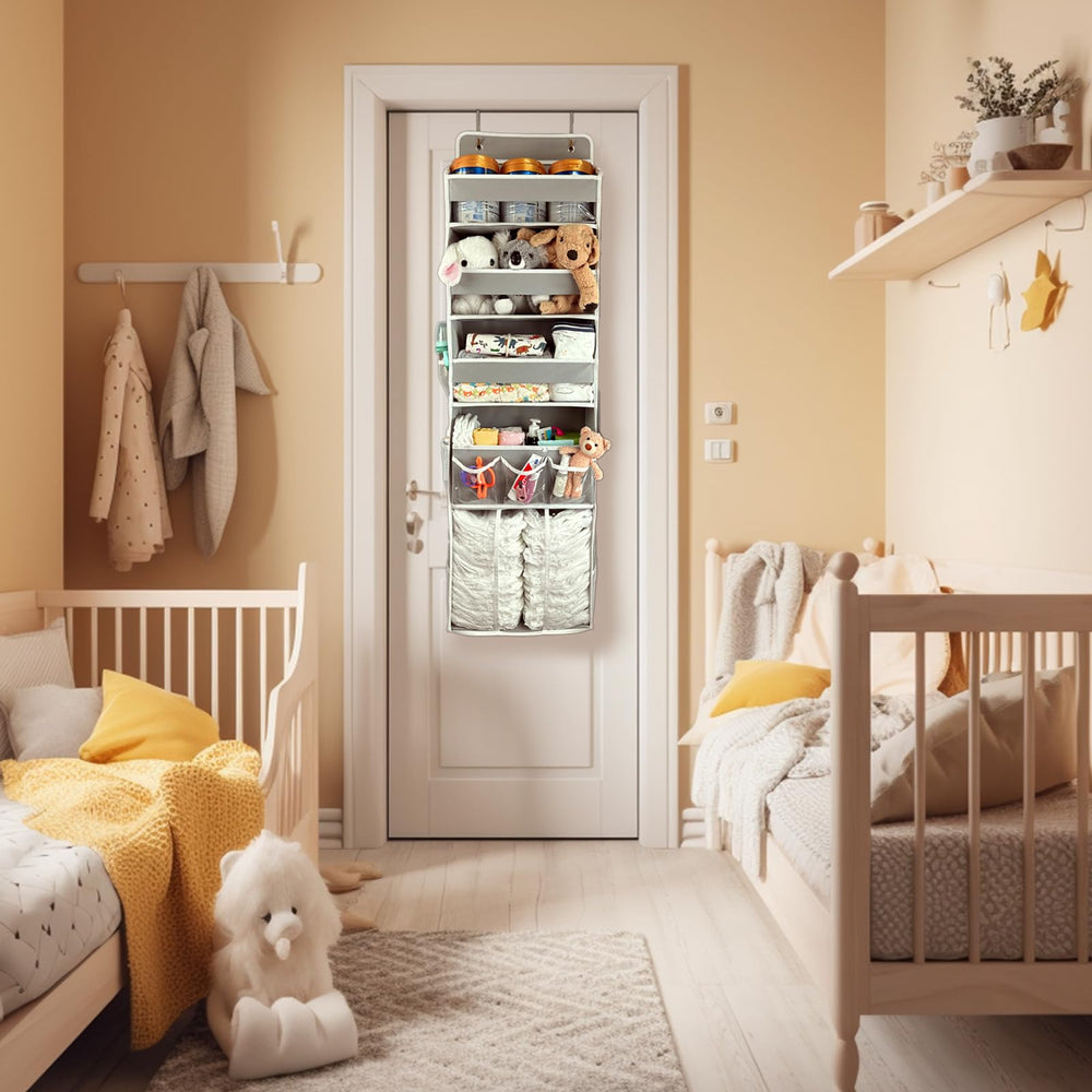 EZVERY sturdy installation hooks securing the organizer to a door.