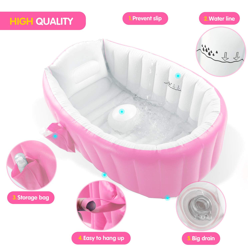 EZYCOK pink bathtub with side pocket for bath essentials