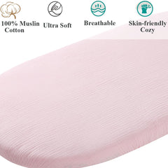 Fadacudan bassinet sheet with elastic edge for secure mattress fit.