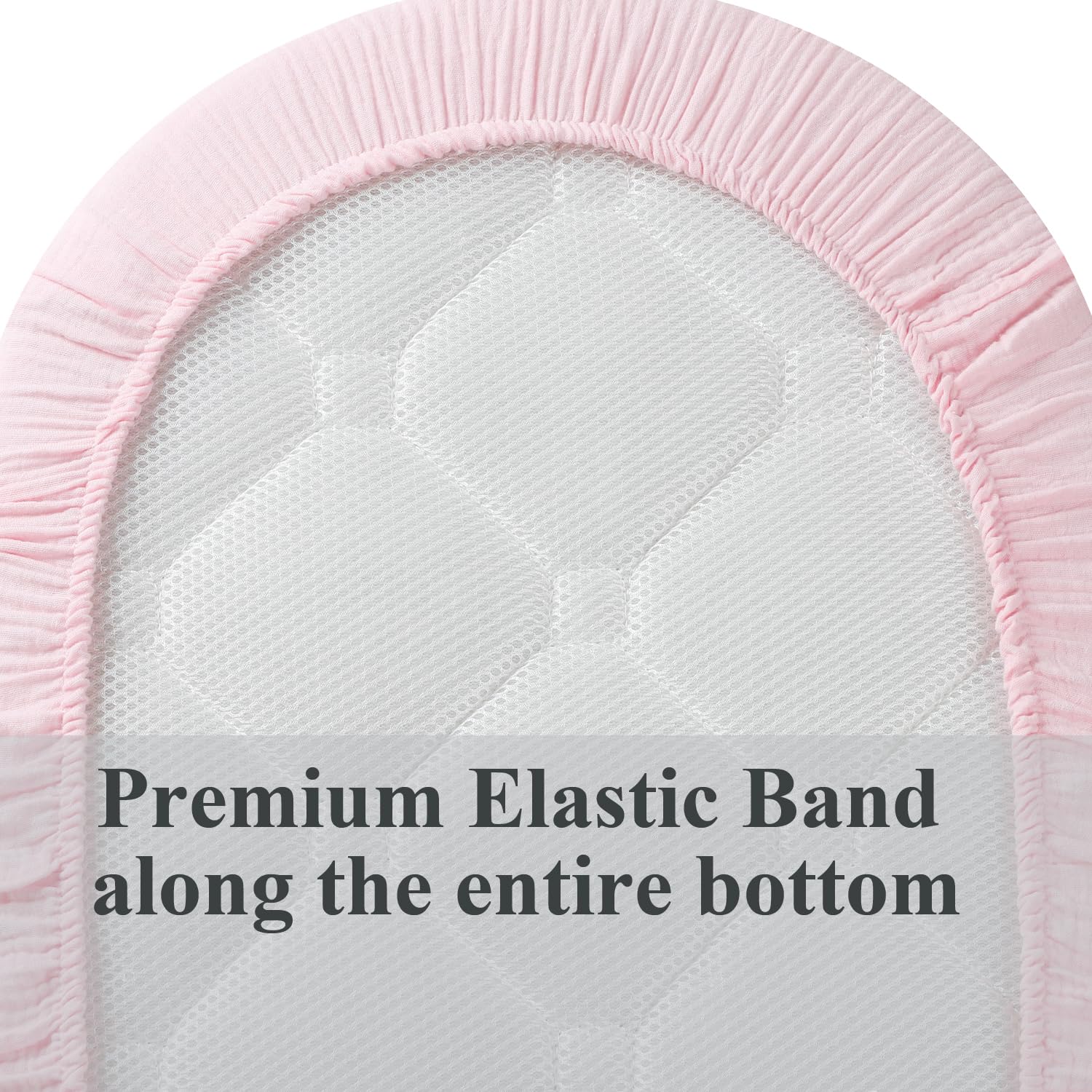 Grey and pink colorway adds chic, versatile nursery styling.