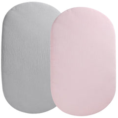 Fadacudan muslin bassinet sheet shows UPPAbaby compatibility for a secure fit.