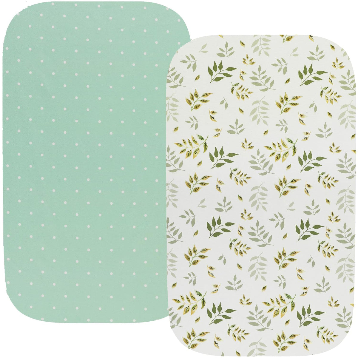Fadacudan waterproof changing pad cover in green botanical leaf design for gentle baby protection.