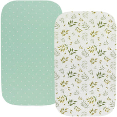 Fadacudan waterproof changing pad cover in green botanical leaf design for gentle baby protection.
