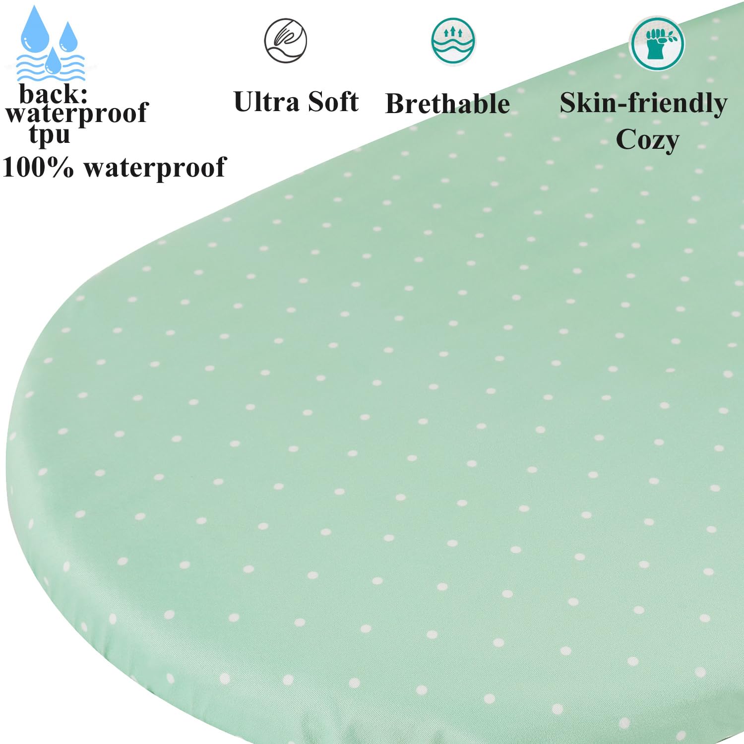 Fadacudan waterproof changing pad cover with green dots pattern protects against diaper spills.