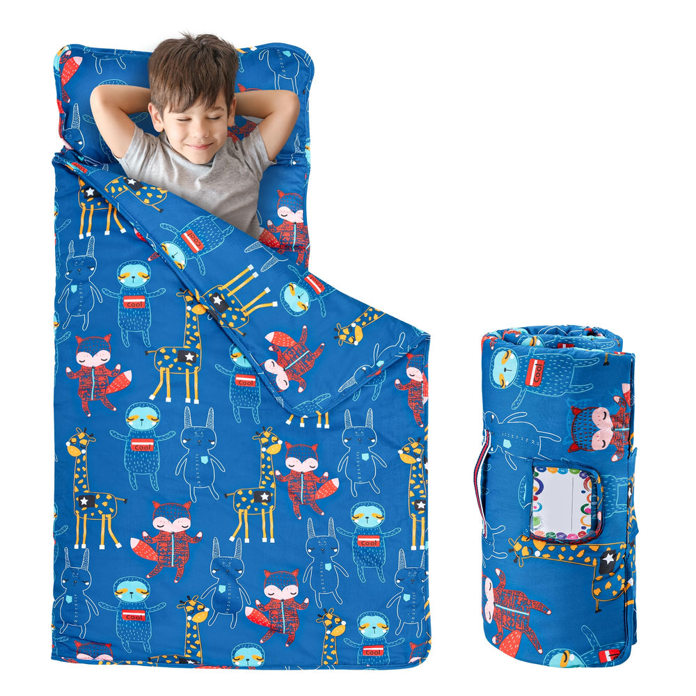 Fainsy Dancing Fox nap mat cover shows soft 100% cotton fabric for cozy naptime.