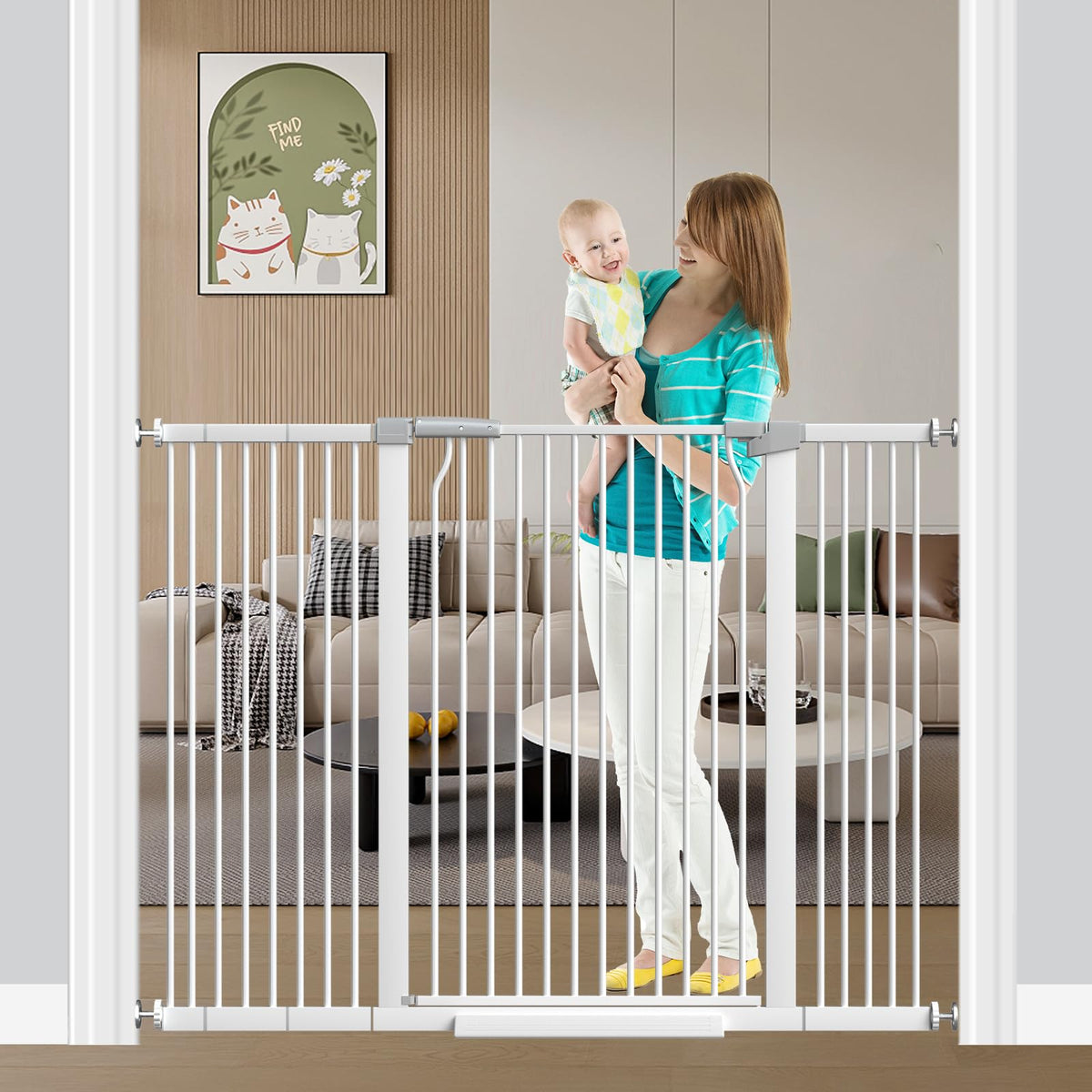Fairy Baby 40.5-inch gate front view safeguards stairs and doorways for curious toddlers.