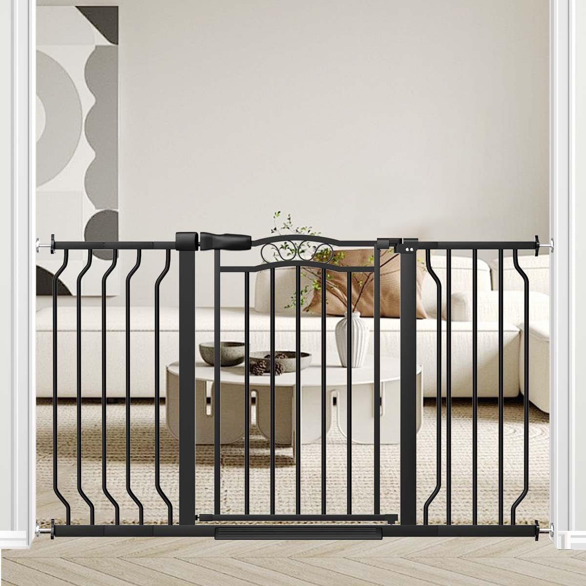 Fairy Baby adjustable wide gate in doorway, fits large openings for kids and pets safety