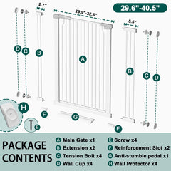 Fairy Baby adjustable-width gate fits openings from 29.6 to 40.5 inches.