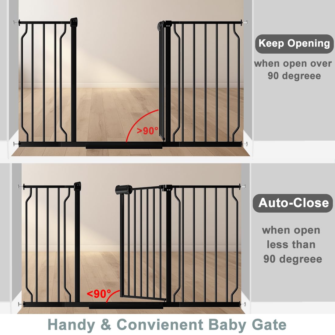 Fairy Baby auto-close door keeps the gate closed between uses.
