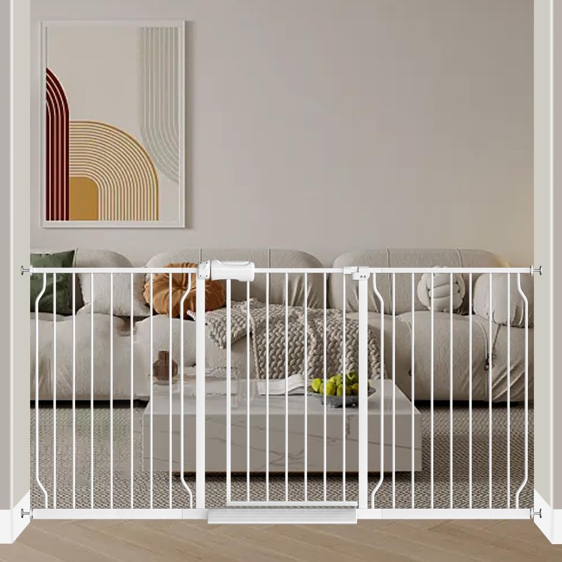 Fairy Baby auto-close gate with 90-degree stay-open for easy passage.