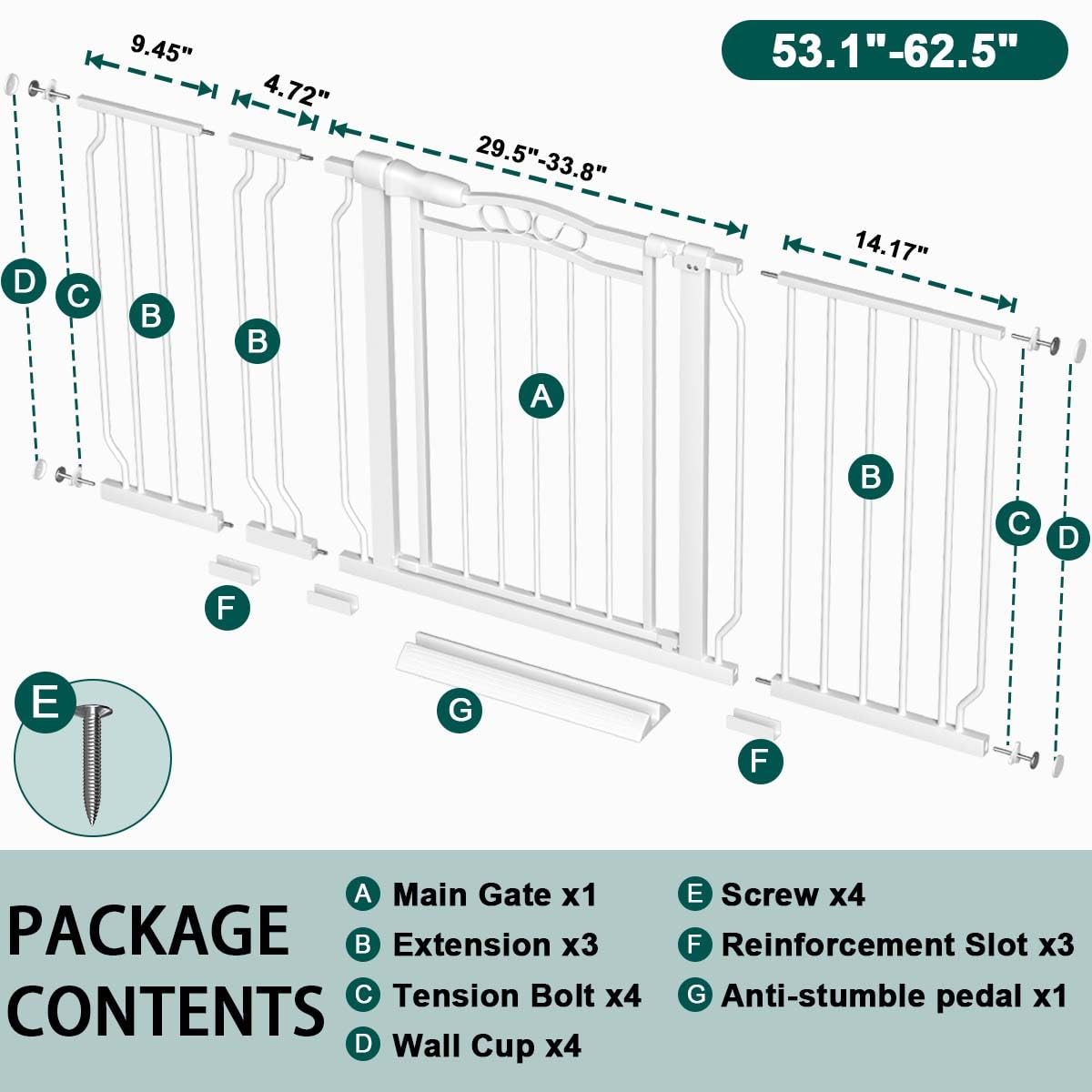 Fairy Baby auto-close-gate ensures effortless closing for safer one-handed passage.