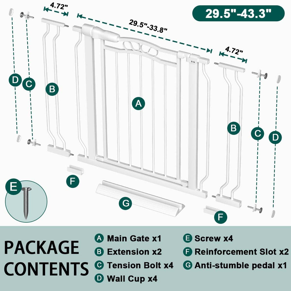 Fairy Baby auto-close, press-mounted gate offers quick, tool-free setup.
