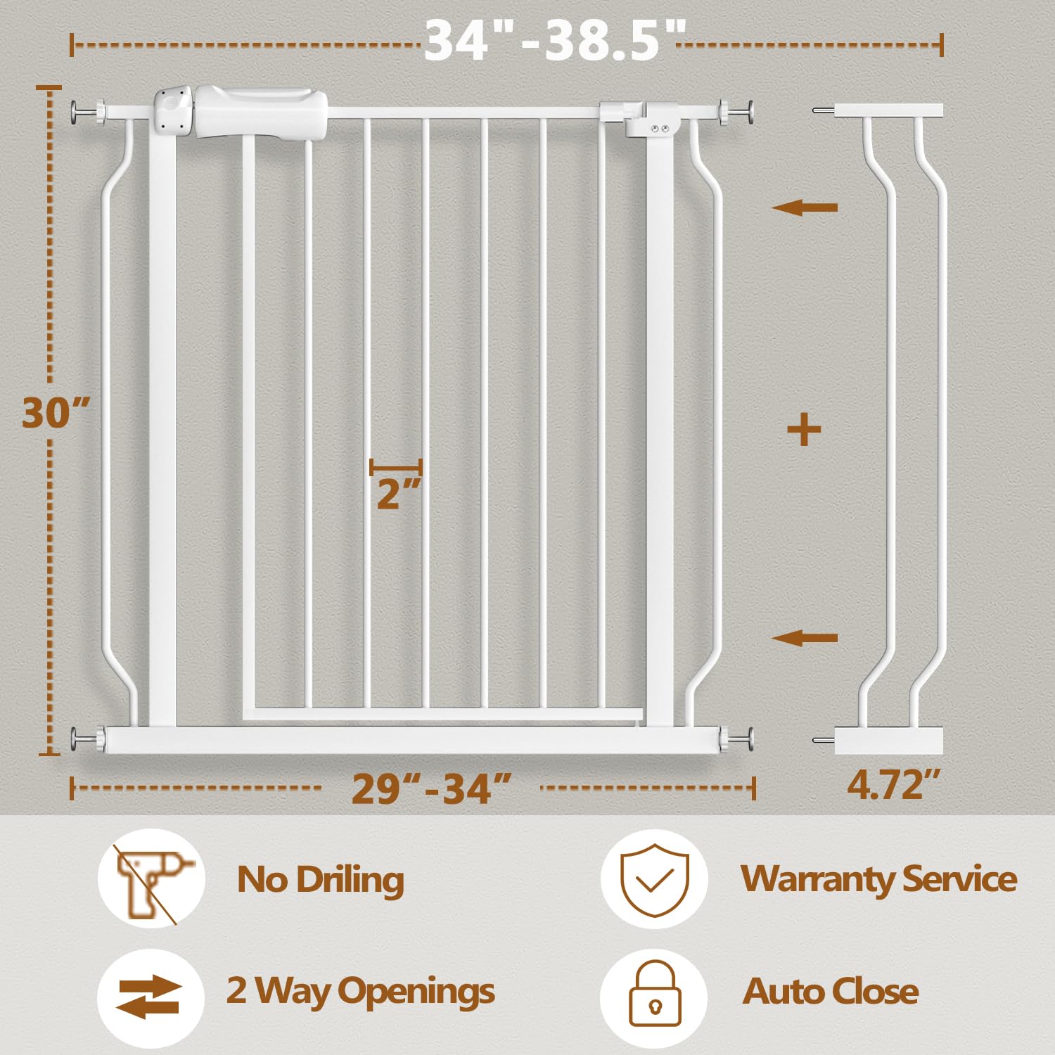 Fairy Baby gate with swing door enabling one-handed passage