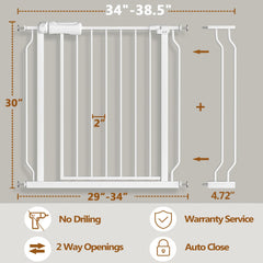 Fairy Baby gate with swing door enabling one-handed passage