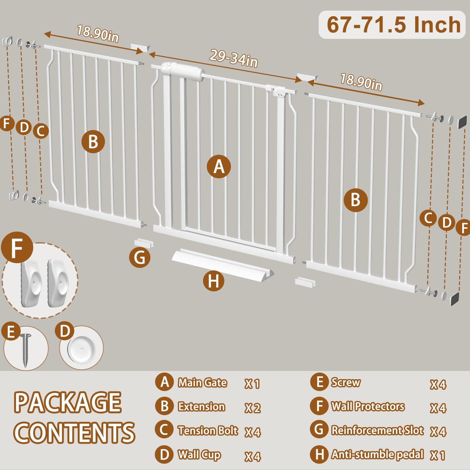 Fairy Baby metal gate features double-lock system for secure one-handed operation.