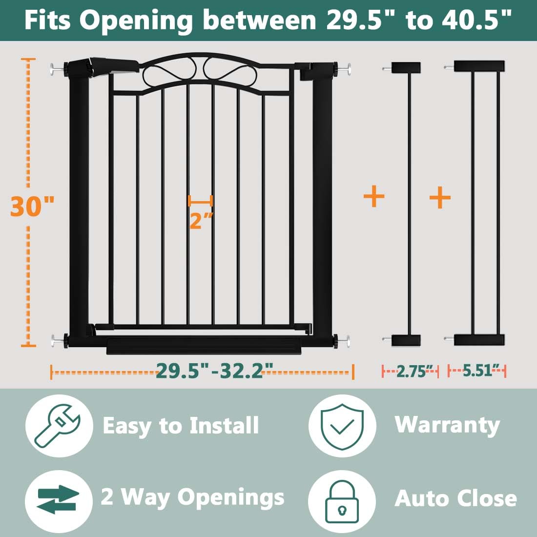 Fairy Baby Gate auto-close door for hands-free secure passage.